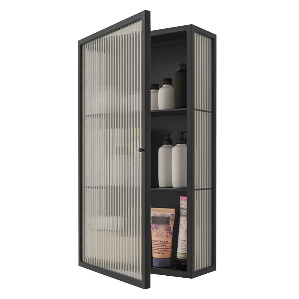 PHSP Black Glass Wall Cabinet - Single Door, Living Room & Bedroom, Kitchen & Bathroom Storage (6... | Amazon (US)