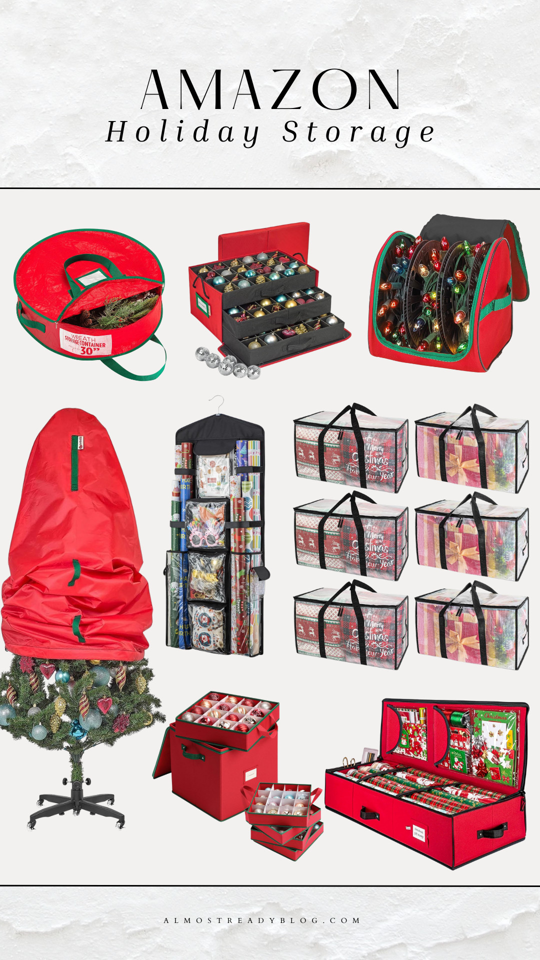 Amazon Holiday storage, Holiday oragnizers, Holidy Organization, Gift Wrap Storage, Christmas Tree Storage, Amanda West, Almost Ready Blog. 

 

#LTKHoliday #LTKFindsUnder50 #LTKFindsUnder100