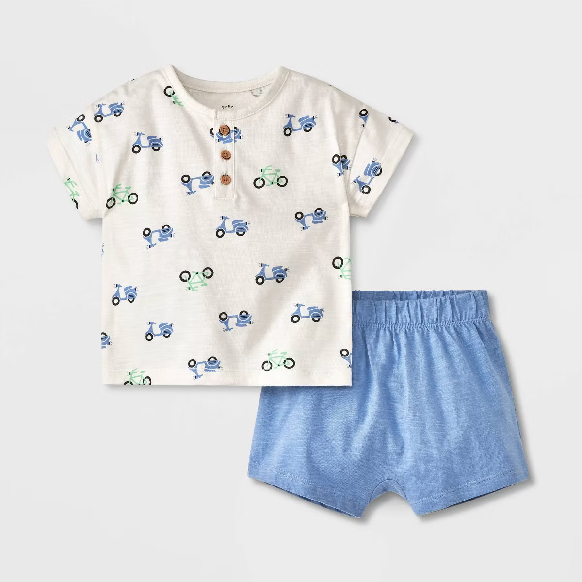 Baby Scooter Graphic Top & Bottom Set - Cat & Jack™ Cream | Target
