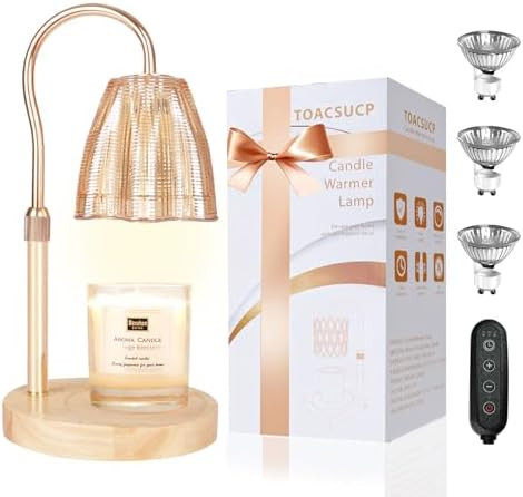 Candle Warmer Lamp with 3 Bulbs, Adjustable Height Dimmable Candle Warmer with Timer, Compatible ... | Amazon (US)