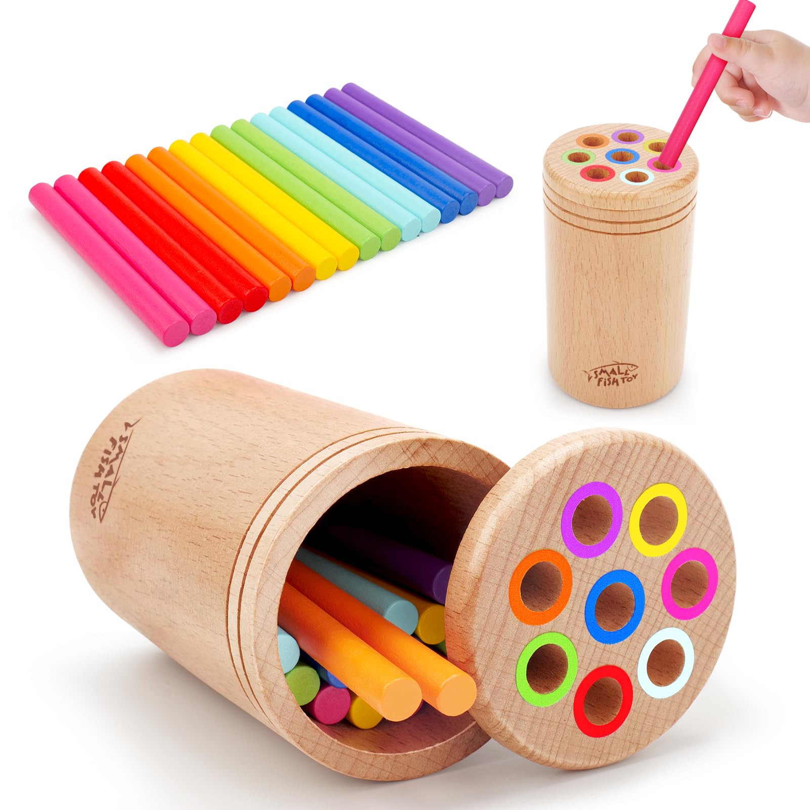Juguetes de madera Montessori para niños de 1 a 3 años para aprender a clasificar los colores, ... | Amazon (US)