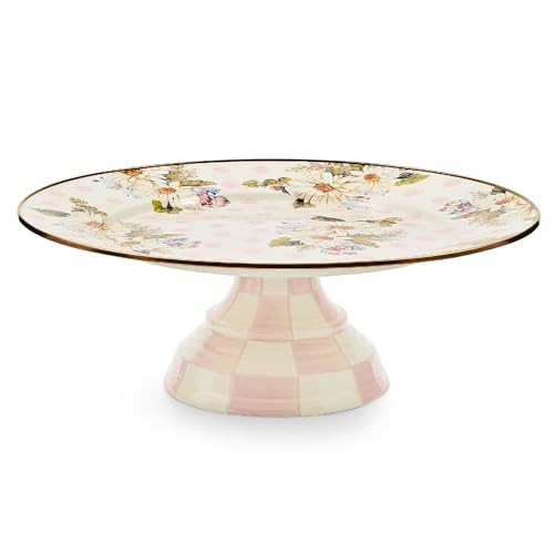 MACKENZIE-CHILDS Enamel Pedestal Platter, Round Cake Stand, Large, Wildflowers Pink | Amazon (US)