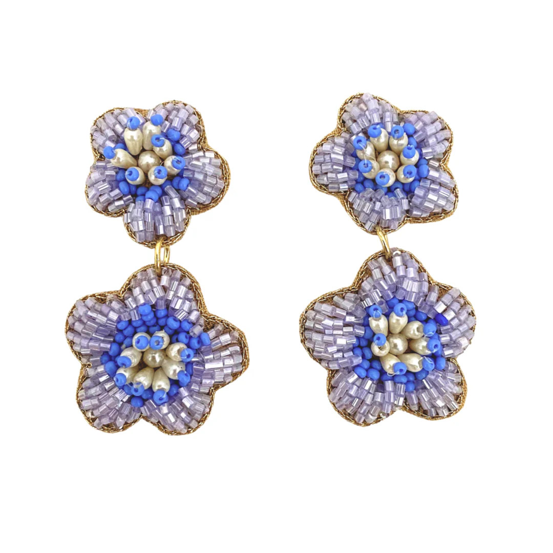 Bali Flower Earrings in Periwinkle | Beth Ladd Collections