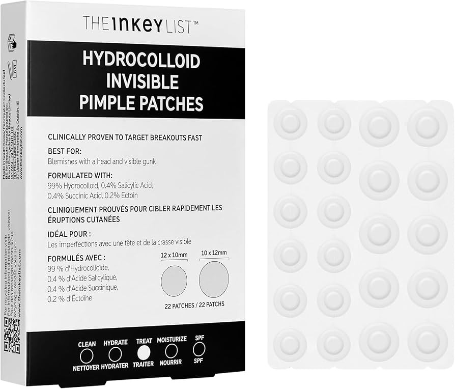 The INKEY List Hydrocolloid Invisible Pimple Patches, Spot Patches Contains Salicylic Acid, Day/N... | Amazon (US)