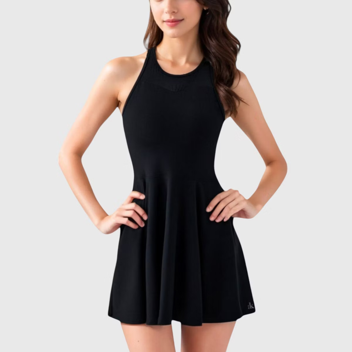 Anna-Kaci Women's High Neck Flowy Athletic Dress with Built-In Shorts - Medium, Black | Target
