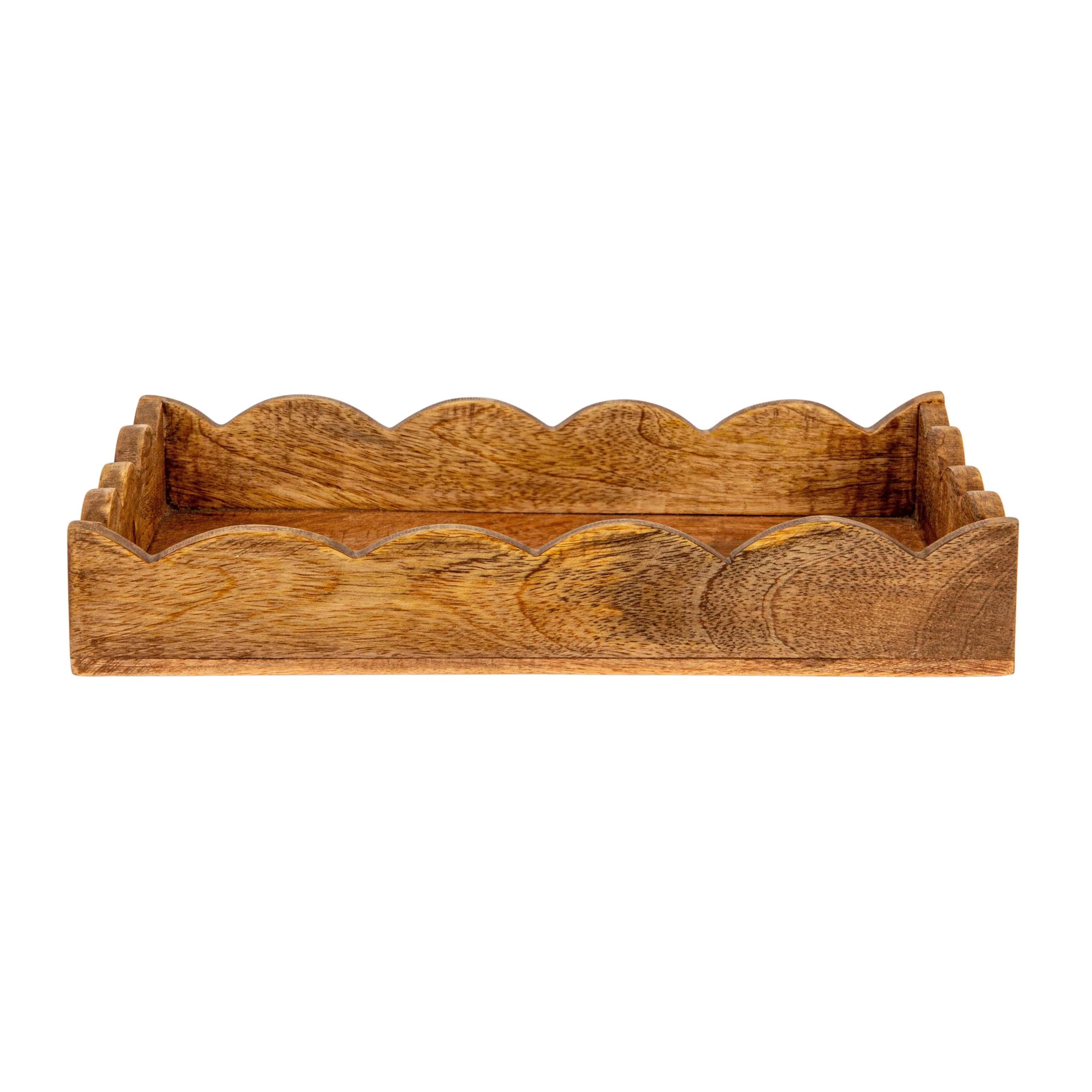 Mango Wood Scalloped Tray, Natural | Wayfair North America