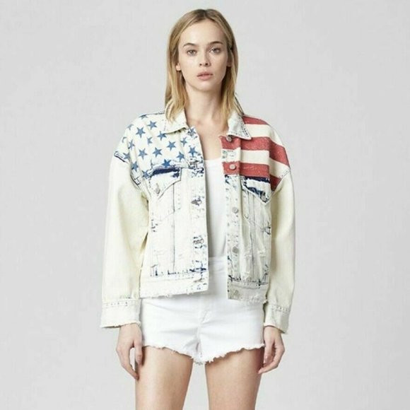 Blank NYC American Flag Distressed Denim Jacket | Poshmark