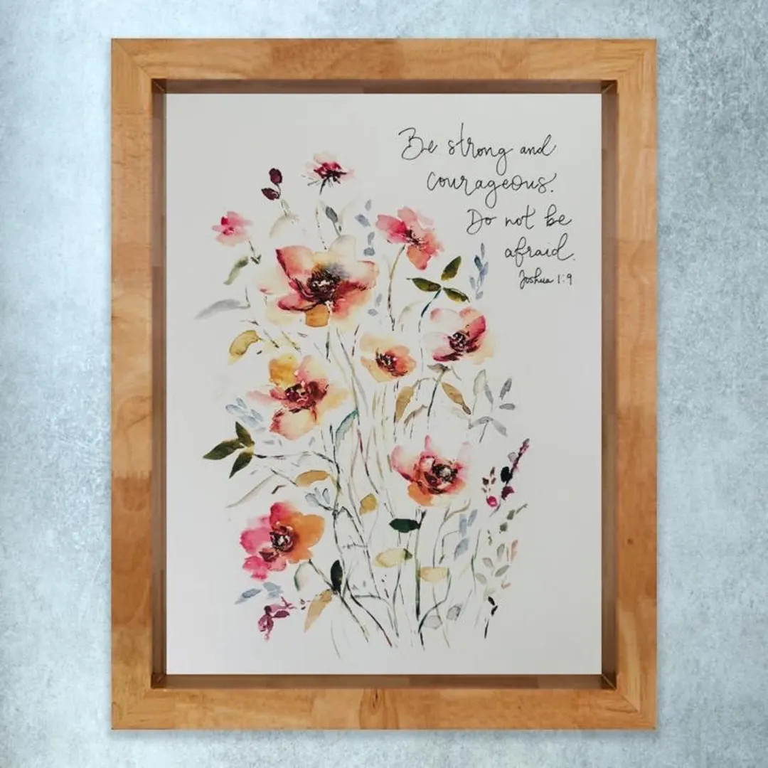 Be Strong and Courageous Do Not Be Afraid Joshua 1:9 Watercolor Floral, Loose Floral Watercolor S... | Etsy (Global)
