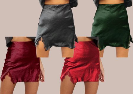 Women's Satin Lace Trim Split Slit Hem Zipper High Wasit Mini Short Skirt

#LTKfindsunder50 #LTKSeasonal #LTKstyletip