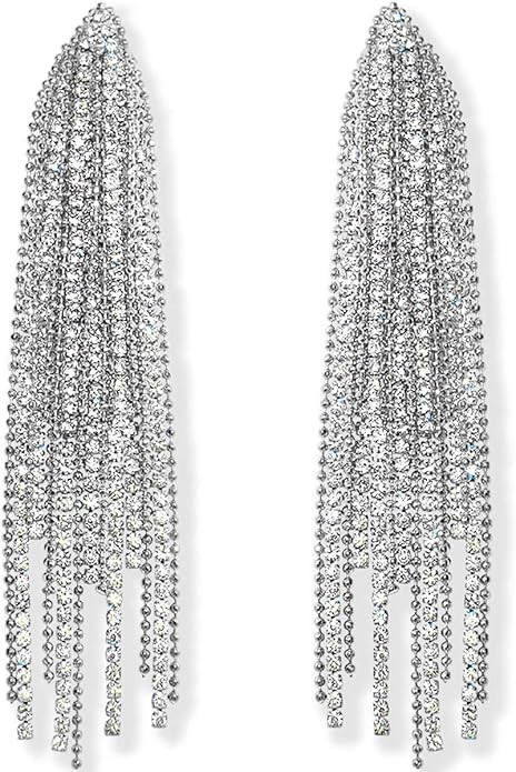 Humble Chic Simulated Diamond Long Earrings for Women - Cubic Zirconia Crystal Statement Dangle E... | Amazon (US)