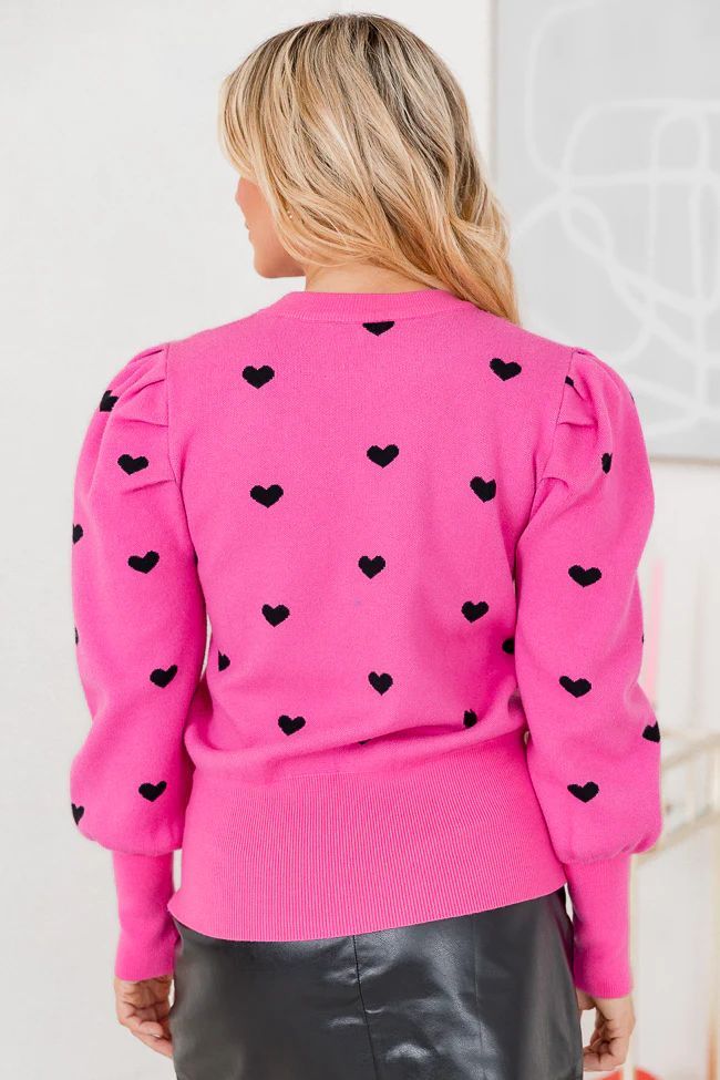 Ms. Perfectly Fine Pink and Black Heart Sweater | Pink Lily