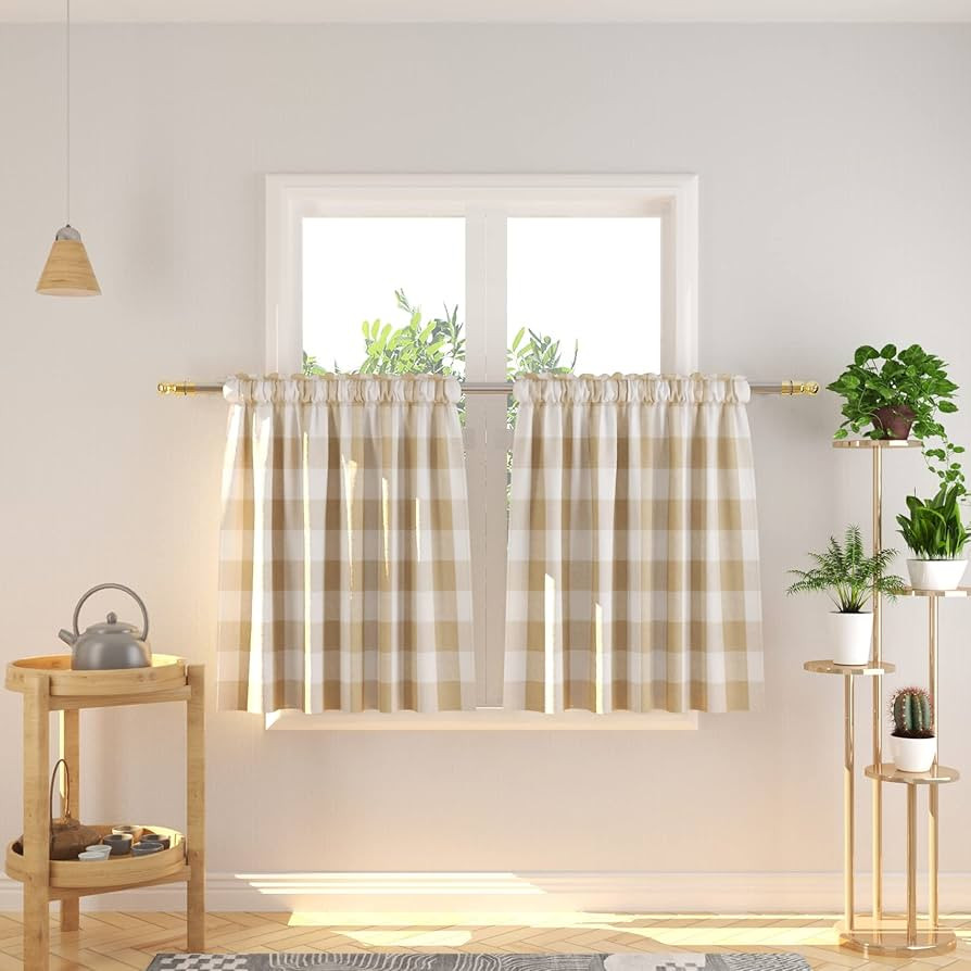 Buffalo Check Kitchen Tier Curtais 30 inches Long Plaid Gingham Rod Pocket Classic Cafe Curtains ... | Amazon (US)