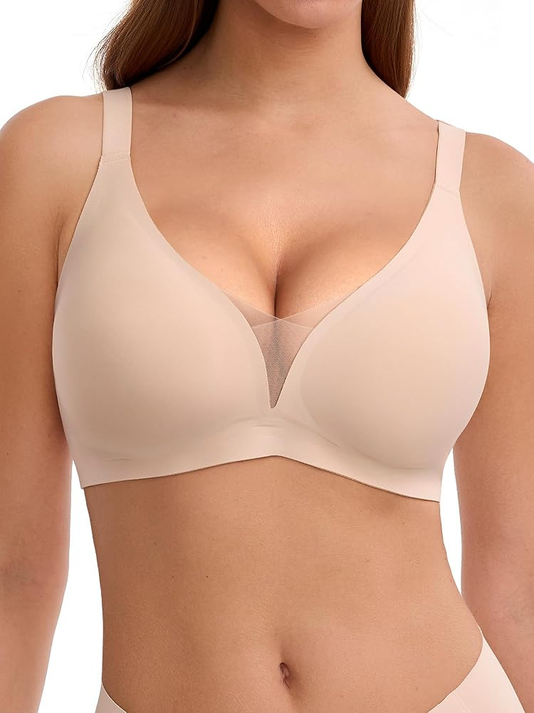 LUCKMEEY Bras for Women No Underwire Deep V Wireless Bra Push Up Seamless Bras Full Coverage Bral... | Amazon (US)