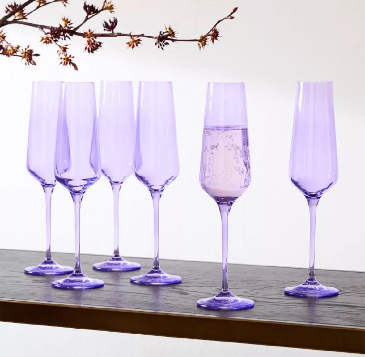 Estelle Colored Glass Champagne Flute Set