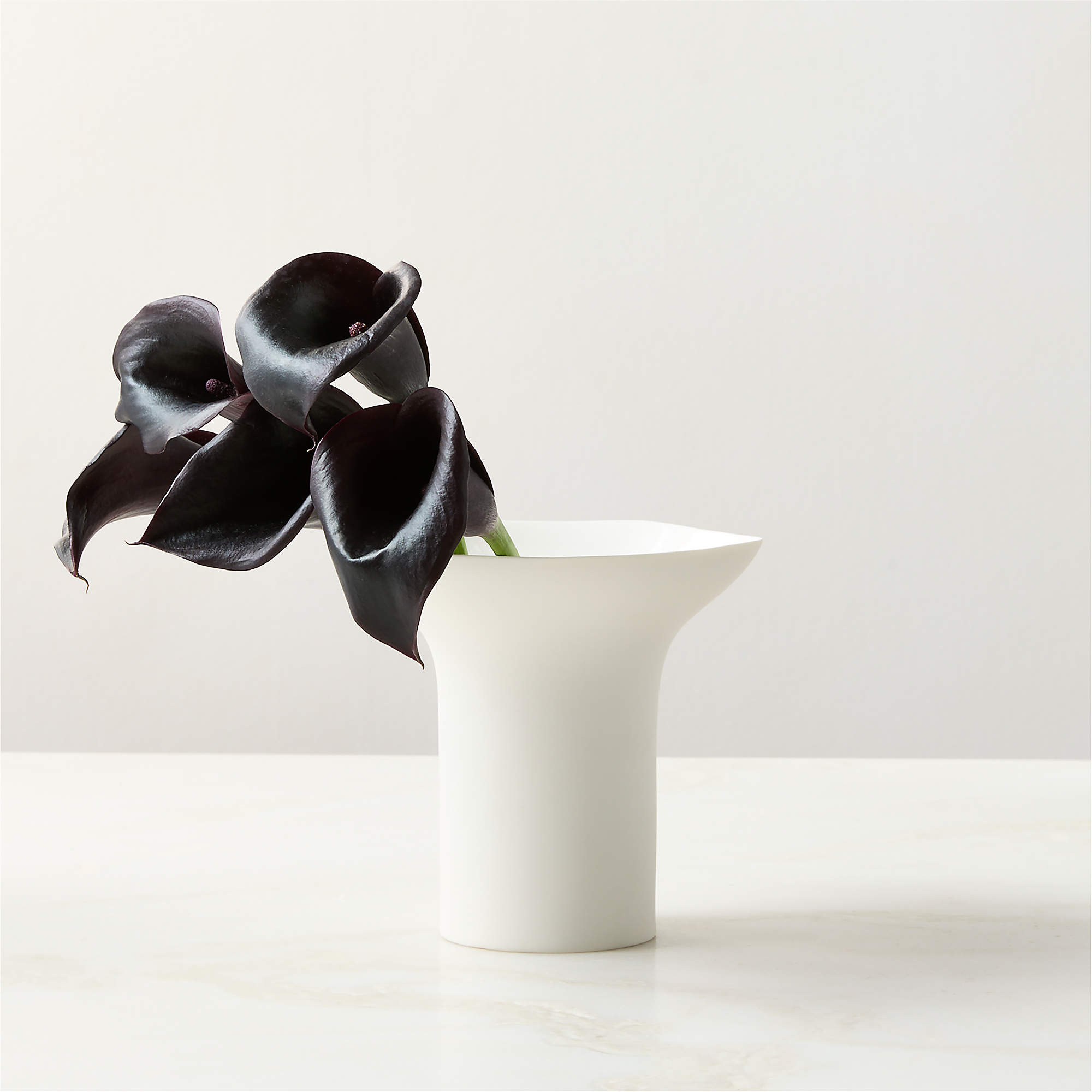 Flora Short White Porcelain Vase + Reviews | CB2 | CB2