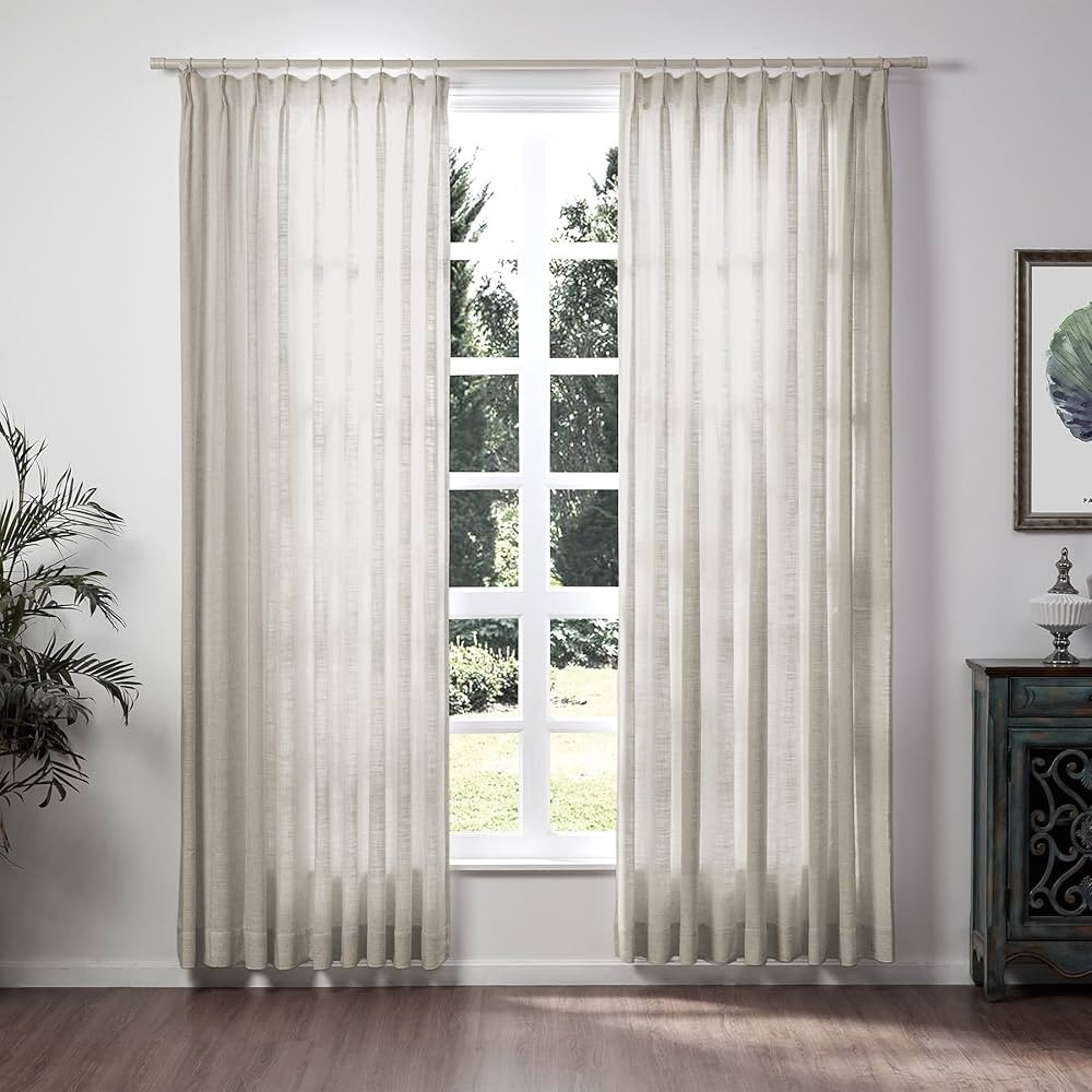 TWOPAGES 52 W x 96 L inch Pinch Pleat Unlined Darkening Drape Faux Linen Curtain Drapery Panel fo... | Amazon (US)