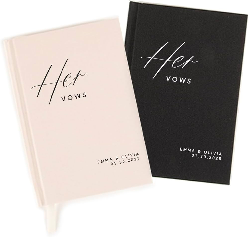 Andaz Press Personalized Vow Books, Custom Names Hardcover Linen Wedding Vow Books Modern Her and... | Amazon (US)