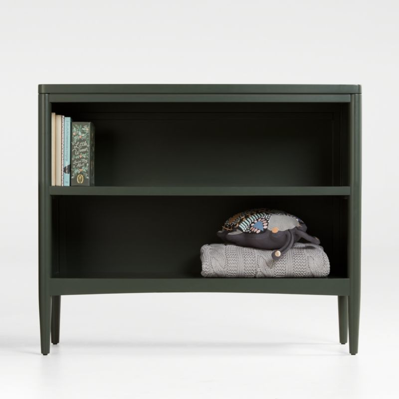 Hampshire Small Olive Green Wood 2-Shelf Bookcase + Reviews | Crate & Kids | Crate & Barrel