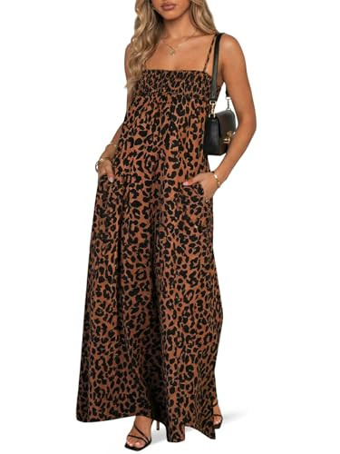 Wenrine Womens Polka Dot Maxi Dress Spaghetti Strap Long Summer Dresses | Amazon (US)