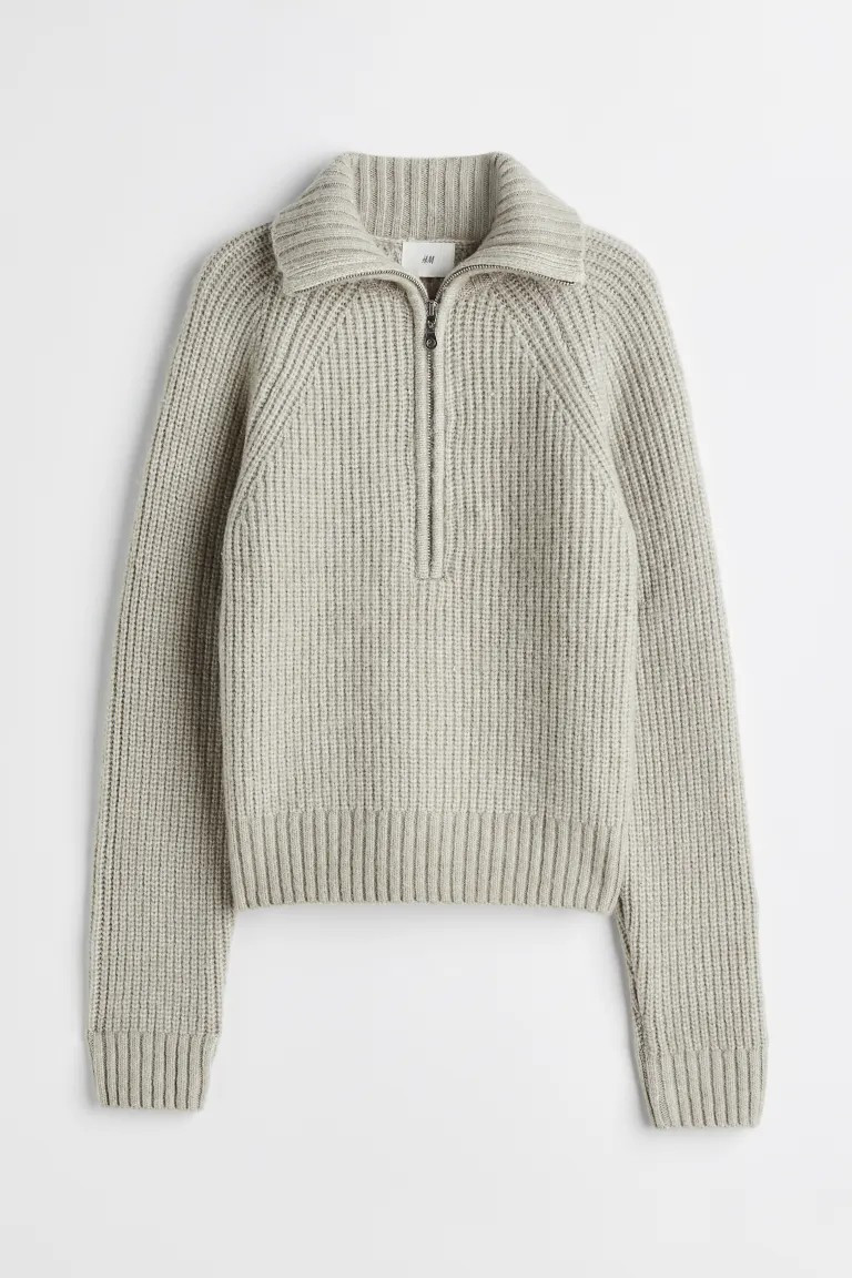 Zip-top rib-knit jumper | H&M (UK, MY, IN, SG, PH, TW, HK)