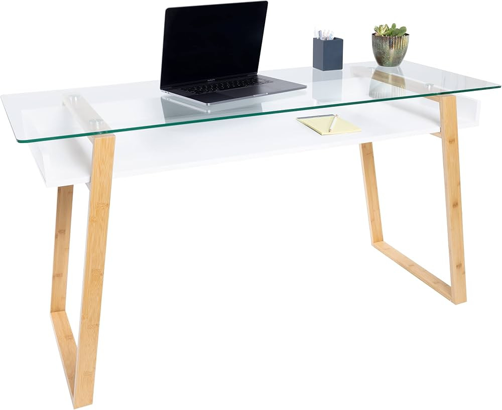 bonVIVO Massimo Small Desk - 55 Inch, Modern Computer Desk for Small Spaces, Living Room, Office ... | Amazon (US)