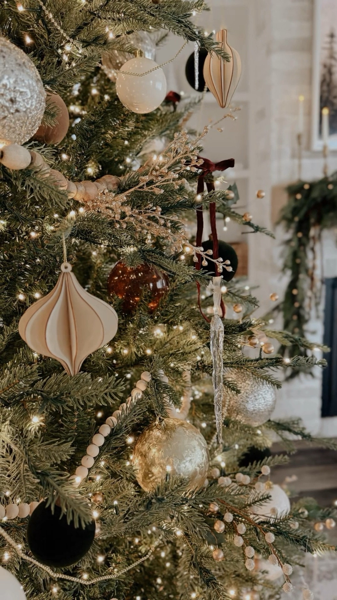 Burgundy, gold & wood accents for our 2025 Christmas tree 🎄♥️

#LTKHome #LTKSeasonal #LTKHoliday
