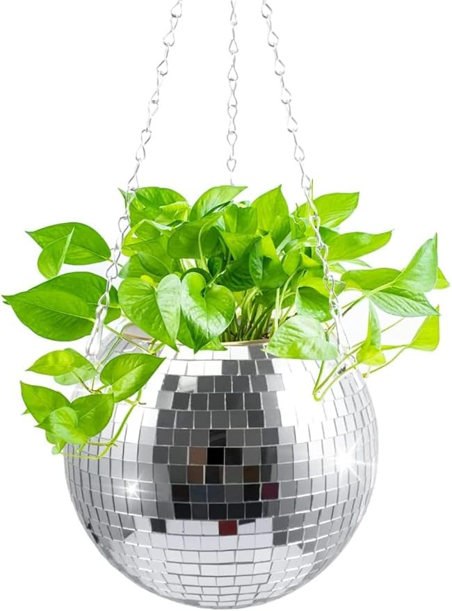 LUDVIK Disco Ball Planter,Mirror Disco Planter for Indoor Plants Mirror Disco Ball Plant Hanging ... | Amazon (US)