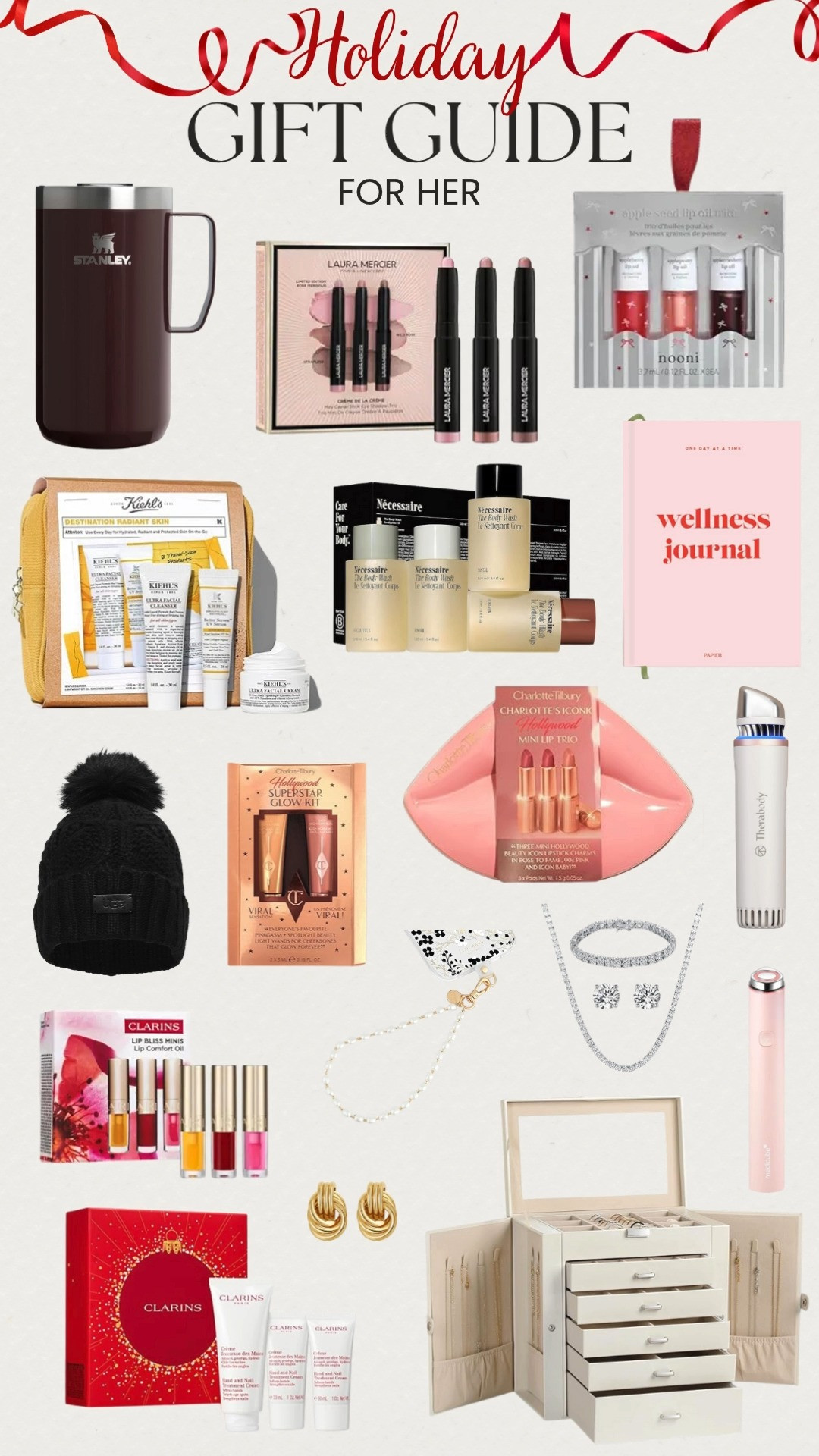 The ultimate Holiday Gift Guide for Her 🎁✨ Featuring luxe skin care sets, makeup sets, and beauty tools she’ll love, plus chic jewelry and wellness finds like a pearl phone charm, wellness journal, and gold earrings. Don’t miss cozy favorites like the black Ugg pom beanie and the Stanley everyday mug. They are perfect for gifting or keeping for yourself! 

 #LTKGiftGuide #LTKBeauty