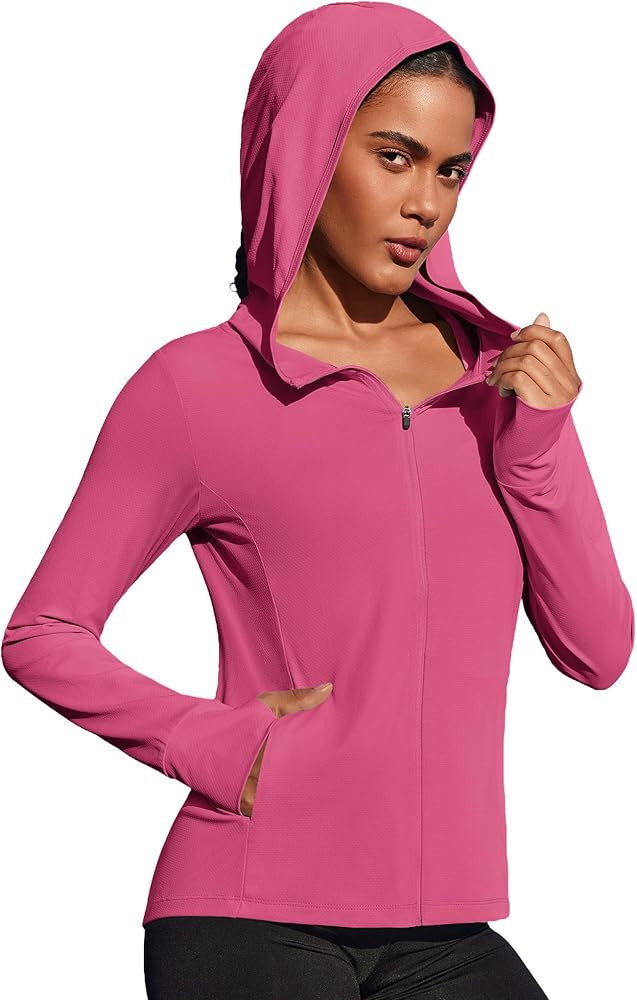 PINSPARK Women's UPF 50+ Sun Protection Hoodie Jacket Lightweight Full Zip Athletic Jacket Long S... | Amazon (US)
