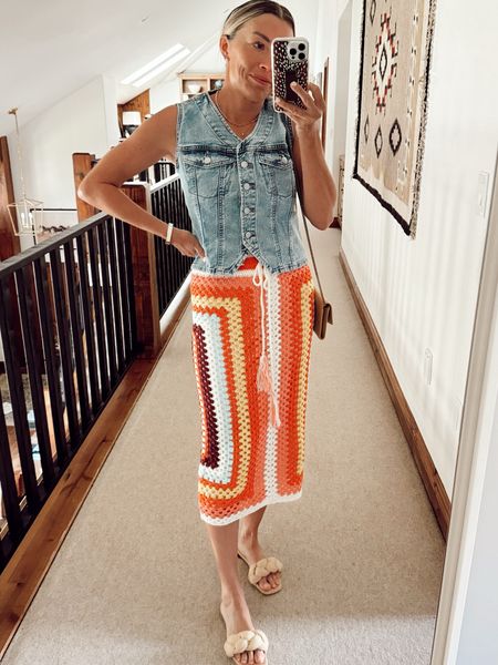 Crochet midi skirt on sale and I’m wearing a size small
Summer outfit inspo 

#LTKStyleTip #LTKFindsUnder100 #LTKSaleAlert