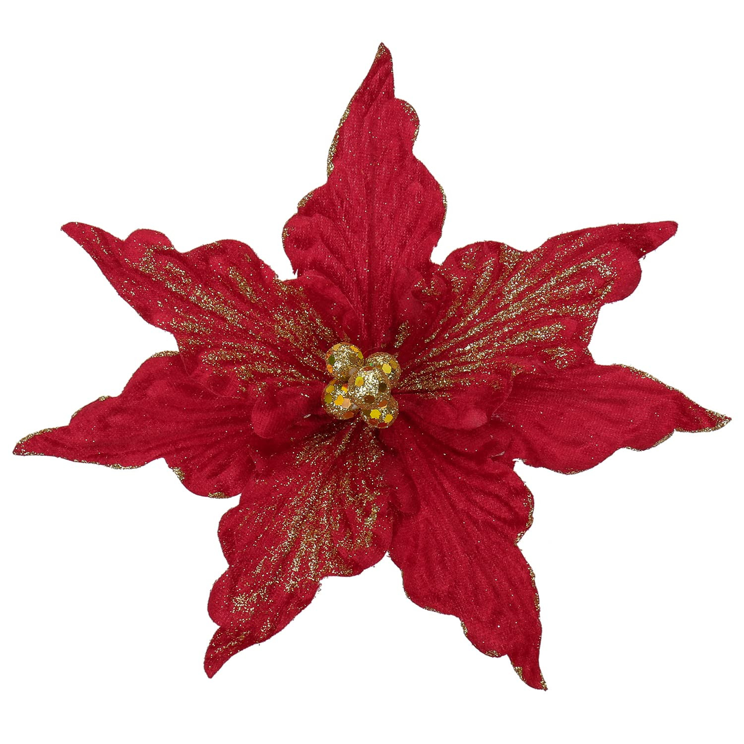 Hollyone 8 Pcs Large Christmas Flowers Decorations Glitter Poinsettia, 9'' Red Fake Xmas Flowers,... | Amazon (UK)