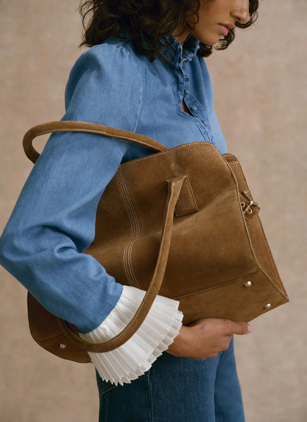 Rue Tan Suede Tote Bag | Mint Velvet - US