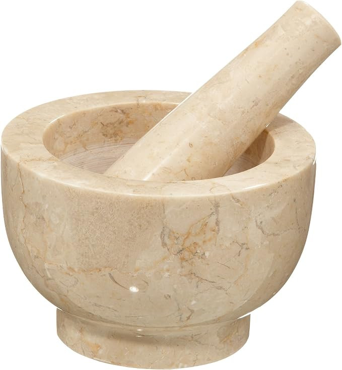 Cilio Champagne Marble Mortar and Pestle, 4-Inch, Cream | Amazon (US)