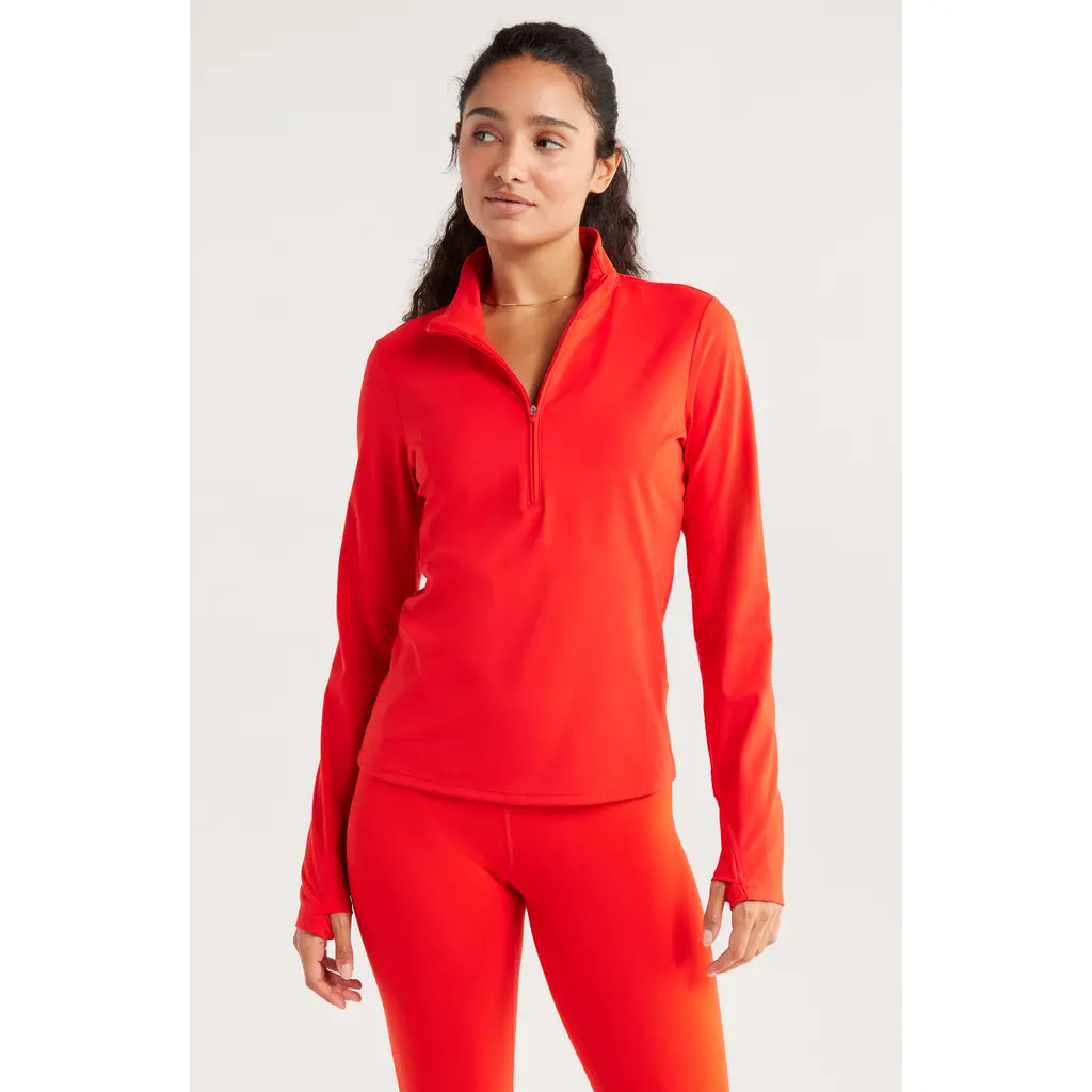 Zella So Soft Active Half Zip Pullover in Red Fiery at Nordstrom Rack, Size Medium | Nordstrom Rack