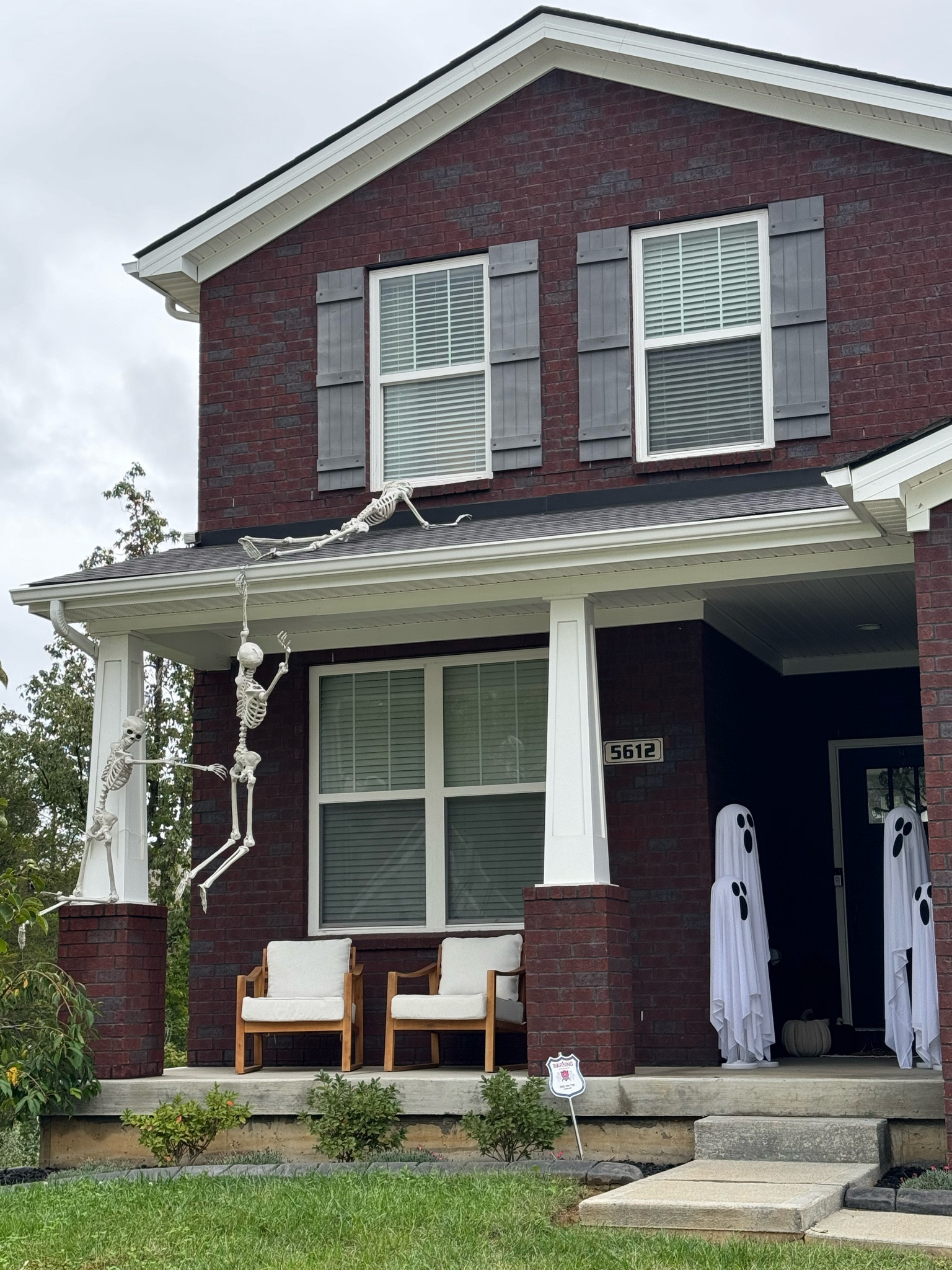Halloween, porch decor.  Pottery barn ghosts. Fall decor. 