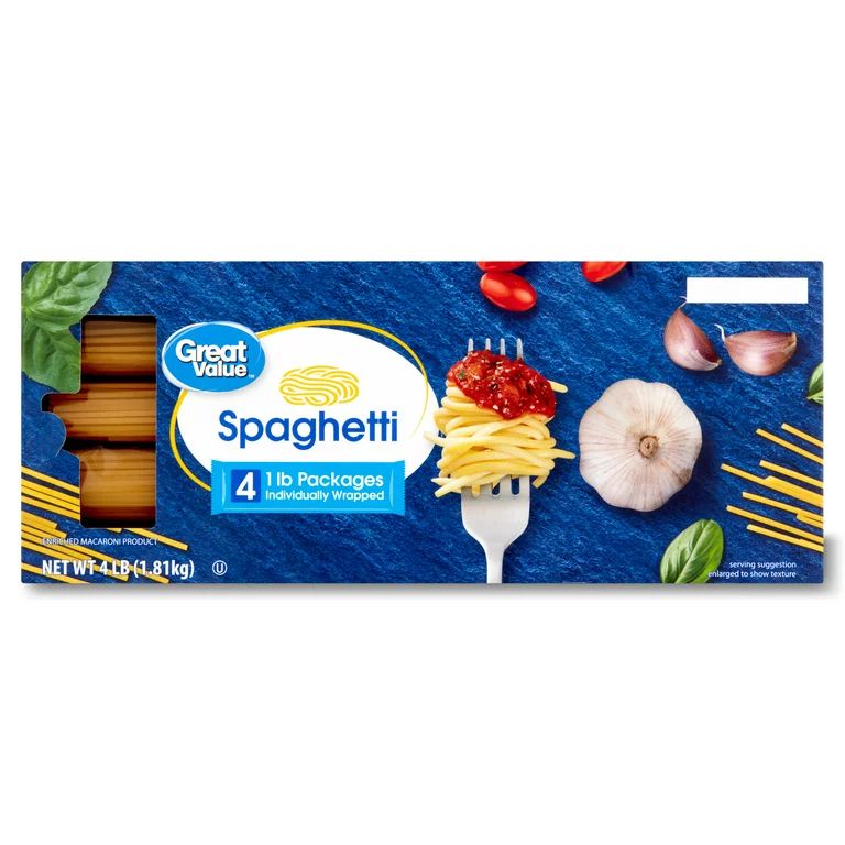 Great Value Spaghetti Pasta, 1 lb, 4 Count | Walmart (US)