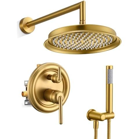 Homekicen Antique-Brass Shower Faucet-Sets Complete: Ceiling Mount Rain Shower System, 9 inch Rai... | Amazon (US)
