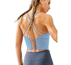 Redqenting Longline Sports Bra for Women with Removable Padded,Sexy Criss Cross Back Strappy Yoga... | Amazon (US)