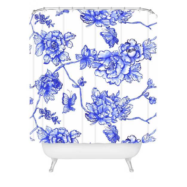 Jacqueline Maldonado Chinoserie Floral Shower Curtain Blue - Deny Designs | Target