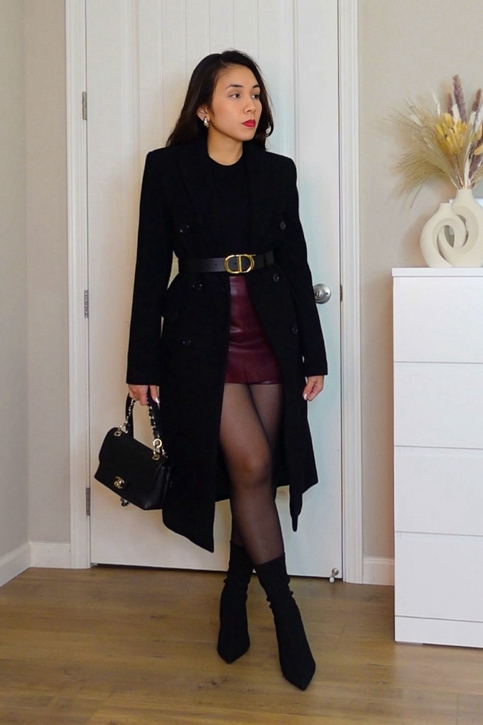 Black coat with burgundy + black base outfit 

#LTKstyletip #LTKSeasonal #LTKeurope