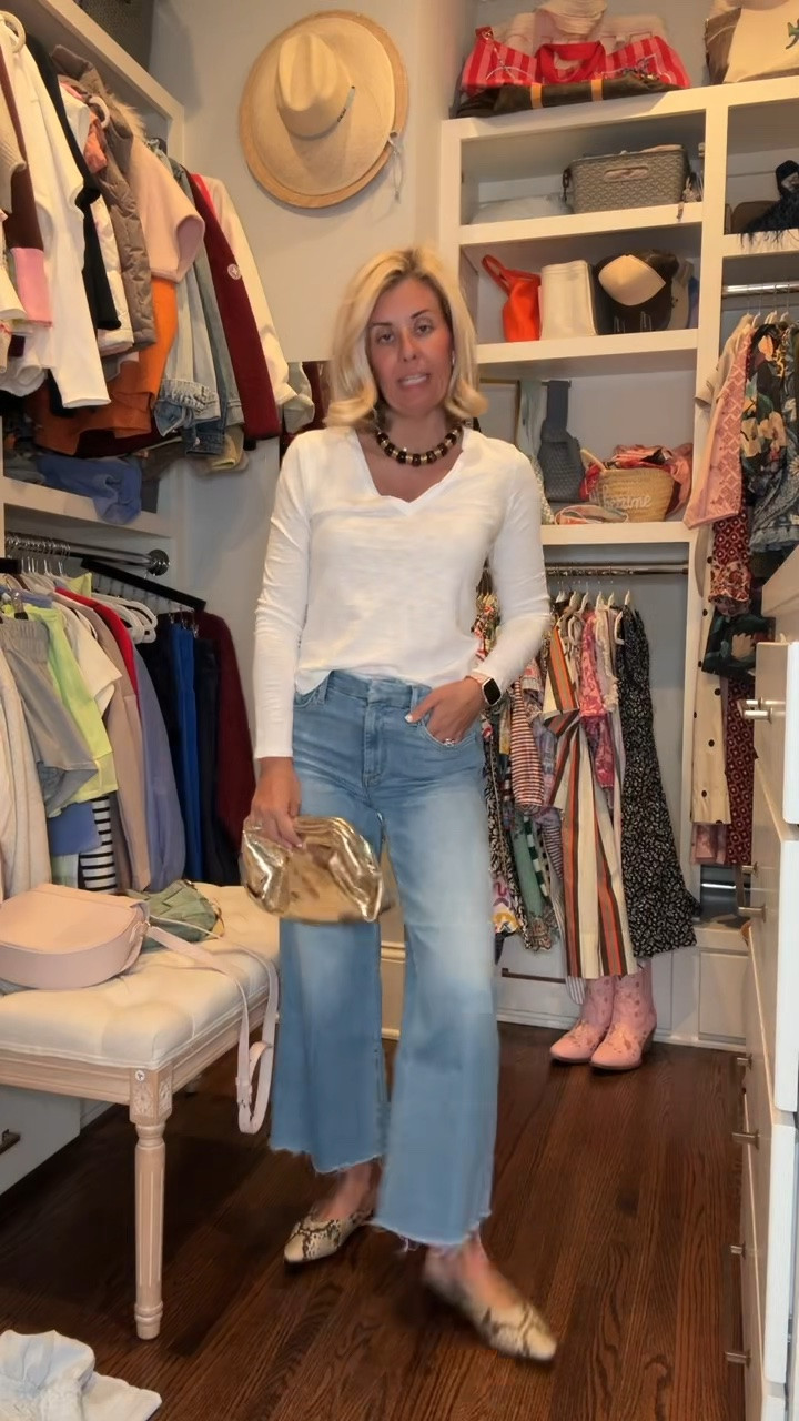 I think this should be our uniform…endless styling possibilities with a white top and jeans. 

*code CMLP15 at Lilla P

Sizing:
Top - xs
Jeans - 26P
Shoes - 8 tts 

#LTKdayinmylife #LTKSeasonal #LTKOver40