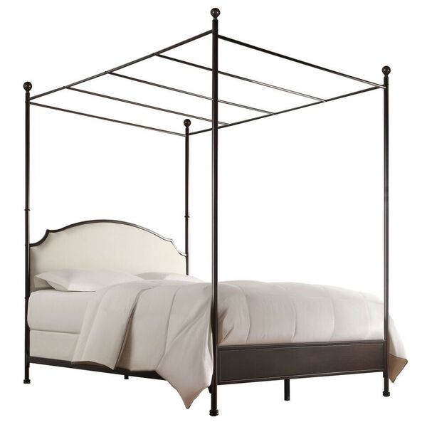 Ophelia Bronzed Brown Queen Canopy Complete Bed | Bellacor