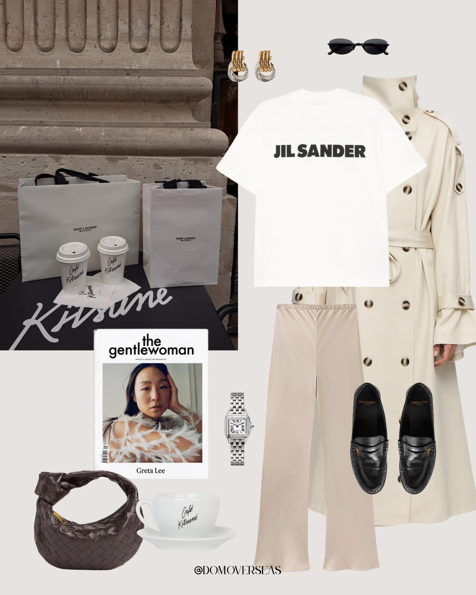 A capsule wardrobe look I will wear on my next Paris trip. Featuring a Jil Sander logo t-shirt, Silk Laundry silk pants, YSL black loafers and my beloved Cartier Panthere watch.

#LTKtravel #LTKaustralia #LTKstyletip