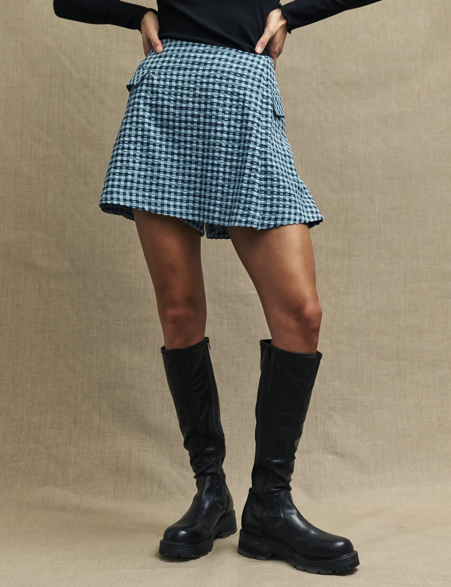 Blue Gingham Check Naomi Skort | Nobody's Child
