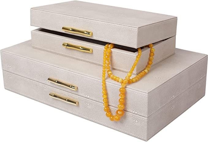 ZIKOUL Modern Decorative Box Leather Decorative Storage Boxes With Lids for Home Decor Jewelry Bo... | Amazon (US)