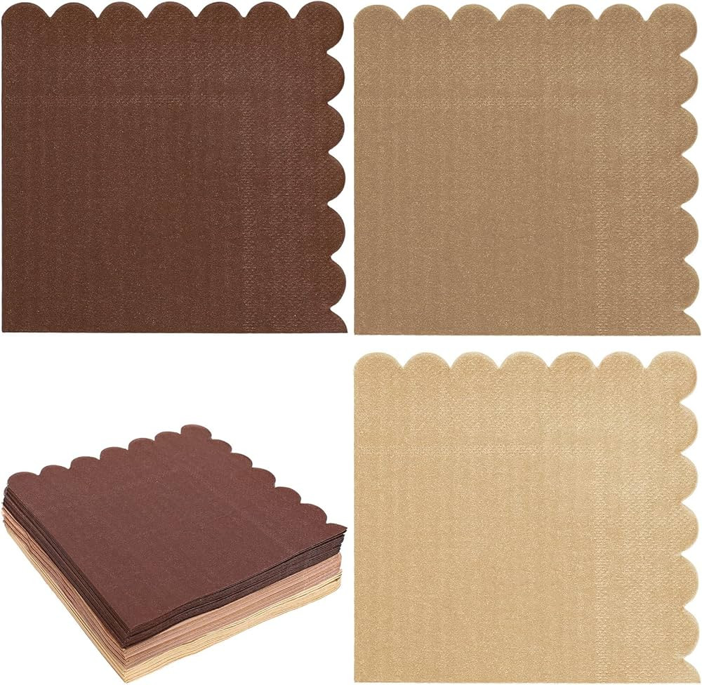 Whaline 150 Pack Fall Color Brown Neutral Cocktail Napkins Wood Grain Napkins Brown Gradient Colo... | Amazon (US)
