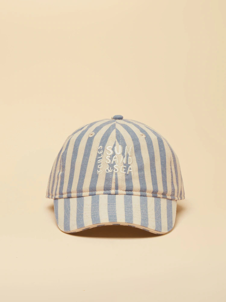 Joules Kids' Daley Blue Ecru Stripe Baseball Cap | Next US