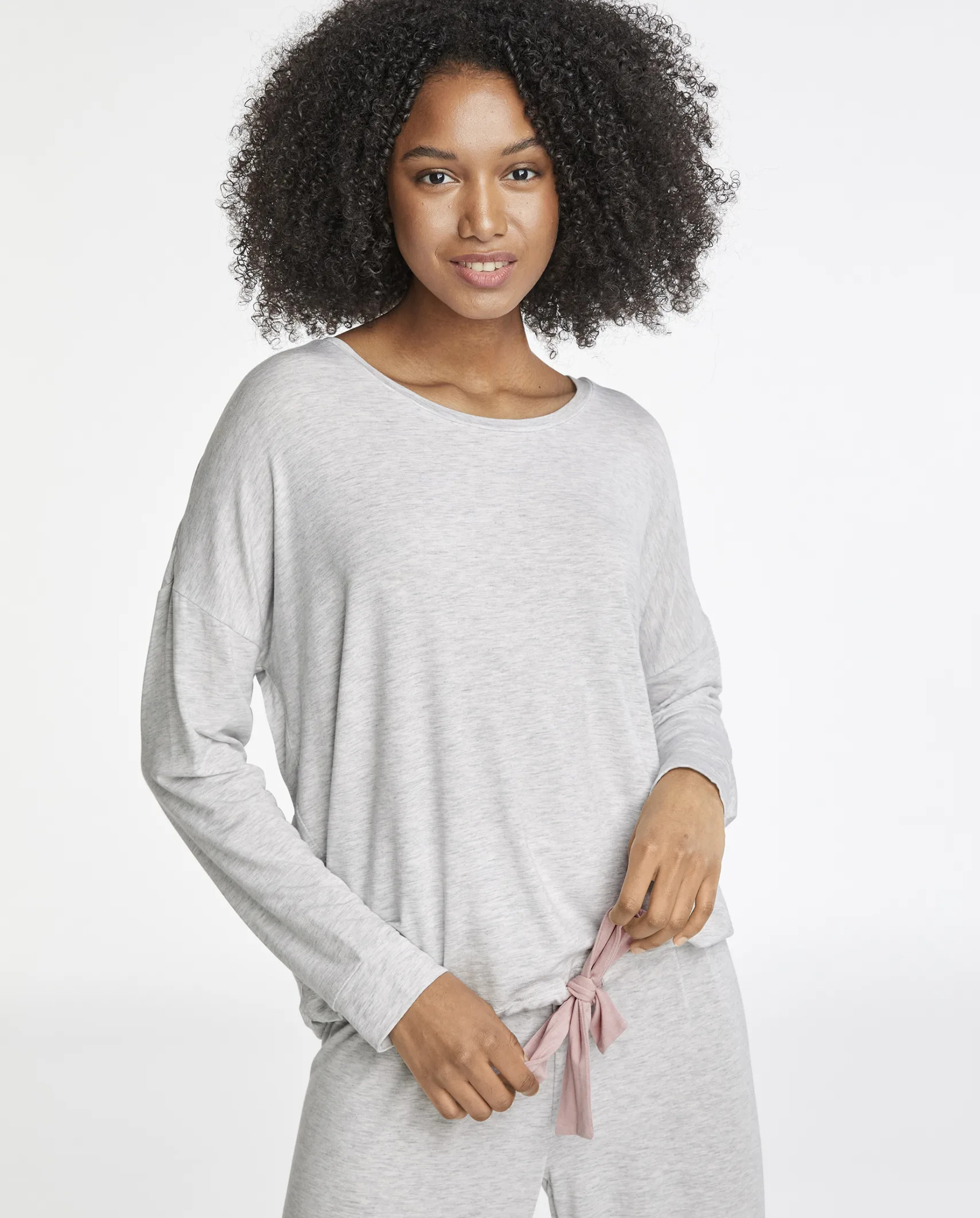 Womens Tie Front Modal Pajama Top - h/t lunar | PJ Place