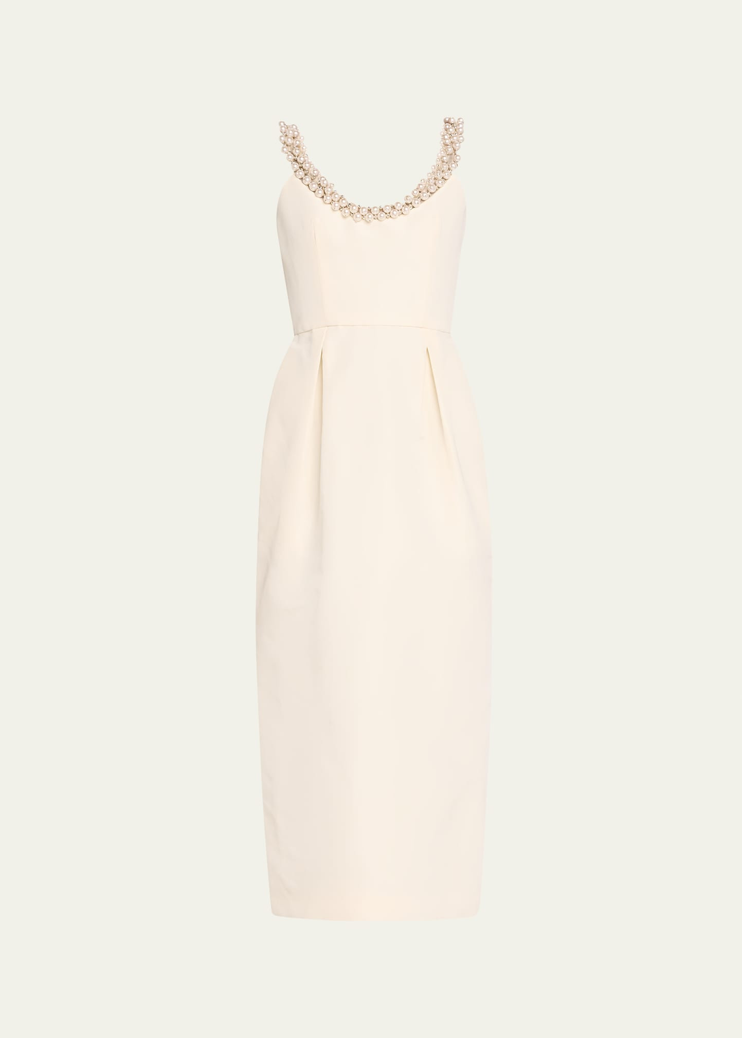 Monique Lhuillier Pearly Neckline Midi Cocktail Dress | Bergdorf Goodman