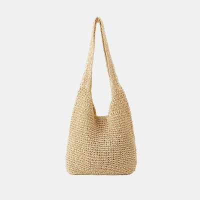 Women's Chic Woven Straw Shoulder Tote Bag - Cupshe-F-Beige | Target